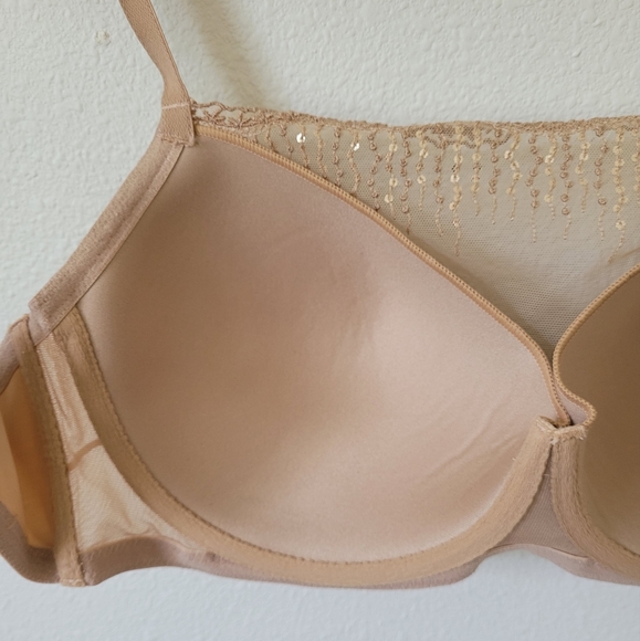 Soma Bridget Bra Sheer Camisole Lightly Padded Tan Beige Sz 34DD - Picture 9 of 15